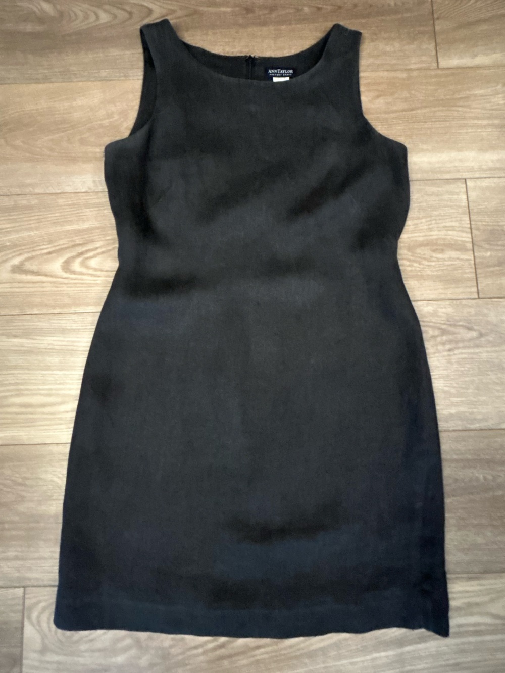 Ann Taylor Factory Black Linen Sheath Dress 6  Made in USA Sleeveless Classic